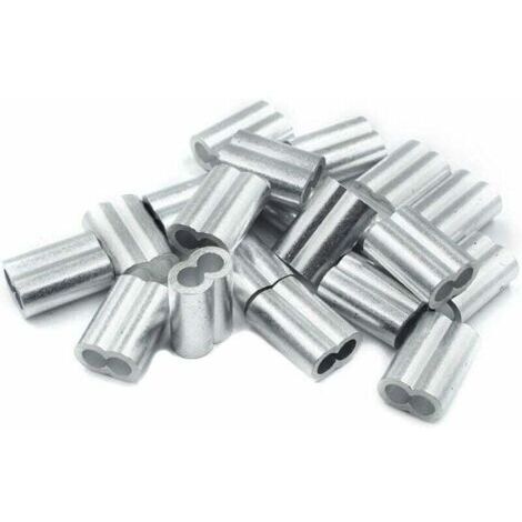 20x Manchons à sertir en aluminium avec double embouts 4.0 mm  Ferrules en aluminium, clip à sertir, manchons de presse, manchons à sertir, connecteurs pour câbles métalliques