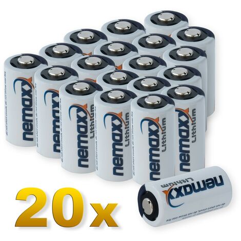 20x Nemaxx 3V Photo Lithium Batterie im Blister CR123A Photobatterie 1700 mAh