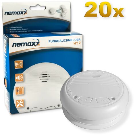 20x Nemaxx WL2 détecteur de fumée sans fil - de haute qualité réseaux couplés radio détecteur d'incendie - selon la norme DIN EN 14604