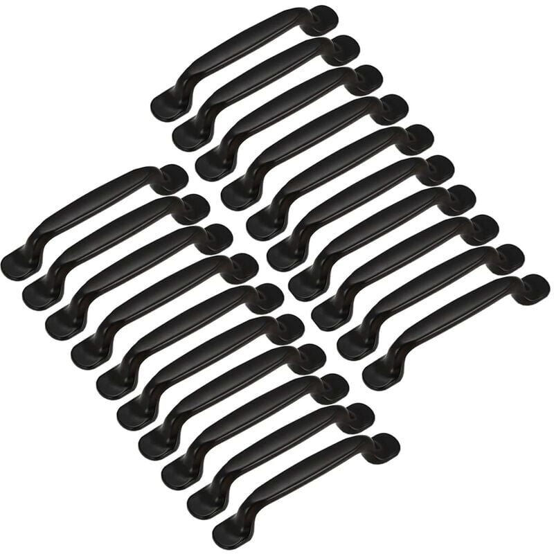 20x Poignée de Porte Cuisine Armoire Placard Tiroir Chambre Meubles Tirer Entraxe 128mm, Aluminium Noir