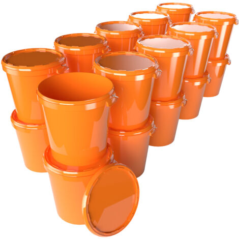 20x Seau Hobbock avec couvercle 31,5 L, qualité alimentaire Orange