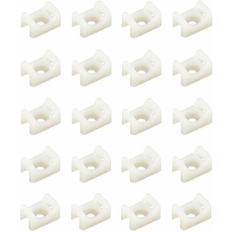 20x Support collier de serrage à visser en plastique blanc guide Câble Gaine Tube Electricité Attache Serre câble Vis, pour collier de serrage 9mm