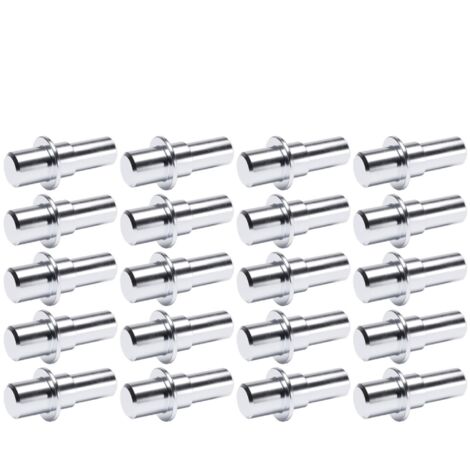 20x Taquet d'étagère à tenon diamètre 5mm longueur 8,5mm zinc blanc Support Fixation Meuble Tablette Bois Vitrine Unioversel