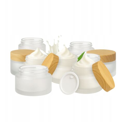 20x Tarro de cristal esmerilado mate de 10 g para cremas, b谩lsamos, cosm茅ticos y ung眉entos.