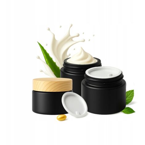 20x Tarro de cristal NEGRO MATE 50g para crema b谩lsamo cosm茅ticos ung眉ento gel