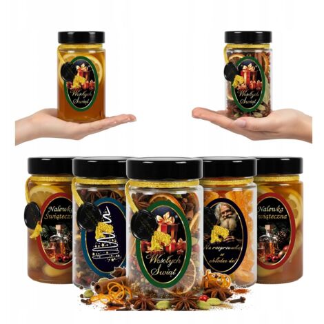 20X Tarros de cristal ARIA de 245 ml DECORADOS A MANO para REGALO de Navidad JARABE