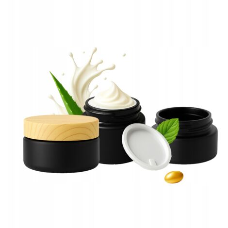 20x Tarros de Cristal NEGRO MATE 20g para Crema B谩lsamo Cosm茅tico Ung眉ento
