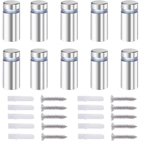 20x Vis d'écartement, verre publicité Axe entretoise Boulon Fix Verre standoff publicité, acier Inox, 12X40mm, avec accessoires de montage à vis