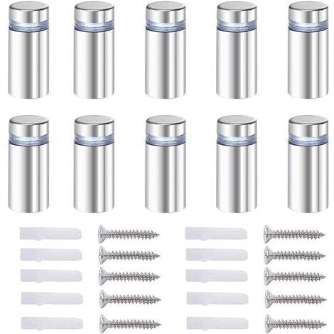 20x Vis d'écartement, verre publicité Axe entretoise Boulon Fix Verre standoff publicité, acier Inox, 12X40mm, avec accessoires de montage à vis