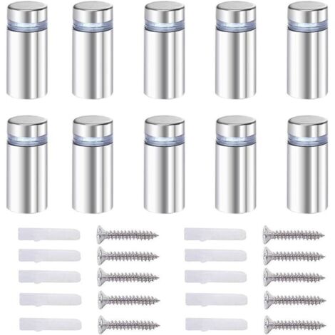 20x Vis d'écartement, verre publicité Axe entretoise Boulon Fix Verre standoff publicité, acier Inox, 12X40mm, avec accessoires de montage à vis