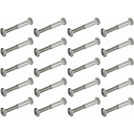 20x vis relieuse avec écrou douille tête plate + vis cruciforme tête plate en acier Fixation Métal Bois Meuble Etagère Boulon, M6 x 30mm