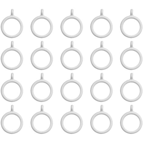 20X White 25Mm Inner Plastic Curtain Rings