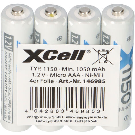 20x XCell Micro AAA Akku Ni-MH 1,2V 1150mAh
