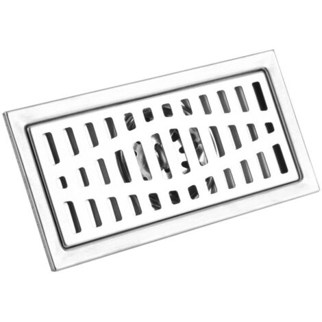 20x10cm Rectangle En Acier Inoxydable Siphon De Sol Salle De Bains Douche Cuisine Déchets Grille