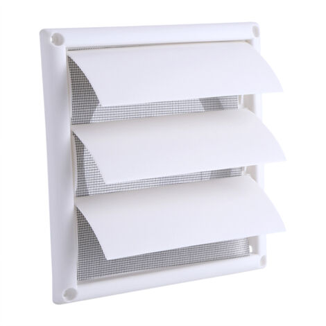 20x20 cm Wandlüftungsgitter mit Drahtgeflecht und 3 Rückschlagventilen, ideal für Kunststoff-Lüftungskanäle.