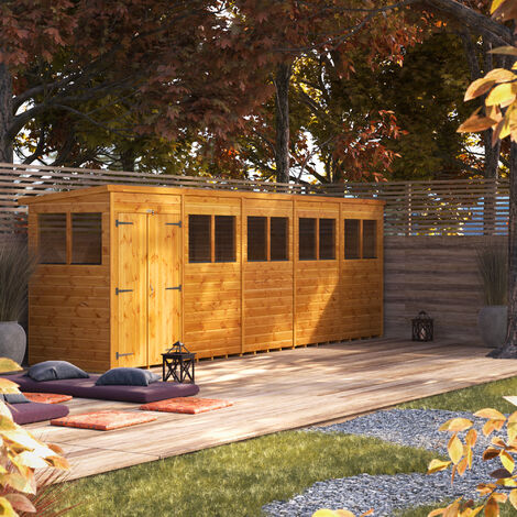 20x4 Power Pent Double Door Garden Shed