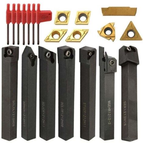 21-Piece 12mm Carbide Lathe Tool Holders with Wrenches