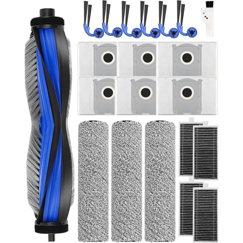 21-Piece Accessory Set for Ecovacs Deebot X9 Pro Omni/X11 Pro Omni Robot Vacuum Cleaner: Replacement Parts, 1 Roller Brush, 3 Lint Rollers, 4