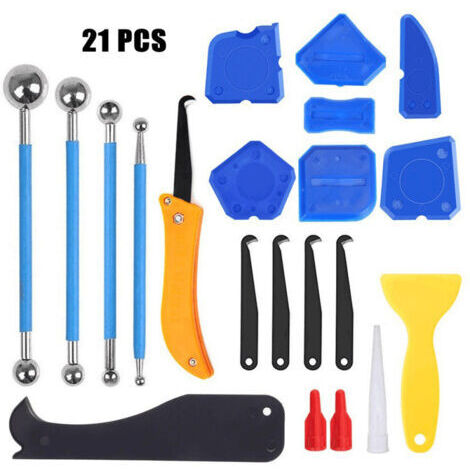 21 Pièces Outil de Calfeutrage Joint, Grattoir Joint Silicone, Outils de l'enlève joint, Lisseur Joint Silicone, Outil de Retrai de Silicon Pour Cuisine, Salle de bain, Sol, évier, Fenêtre