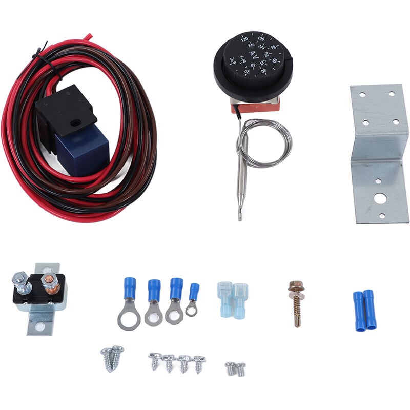Eosnow - 21 pièces réglage radiateur électrique ventilateur Thermostat contrle relais fil Kit robuste Thermostat pour voiture camion 12V
