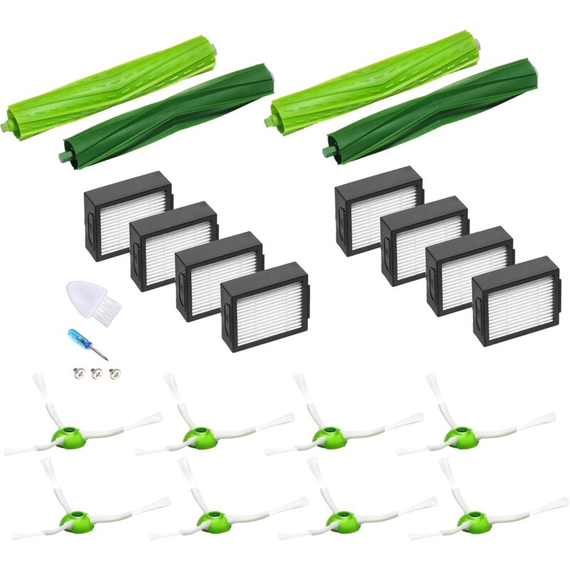 Kcvv - 21 Rechange Irobot Roomba E5 E6 I6 I6 + I3 I3 + I4 I4 + I7 I7 + I8, 8 Filtres 8 Brosses Latérale 4 Brosses à rouleau Balai Aspirateur Pièces