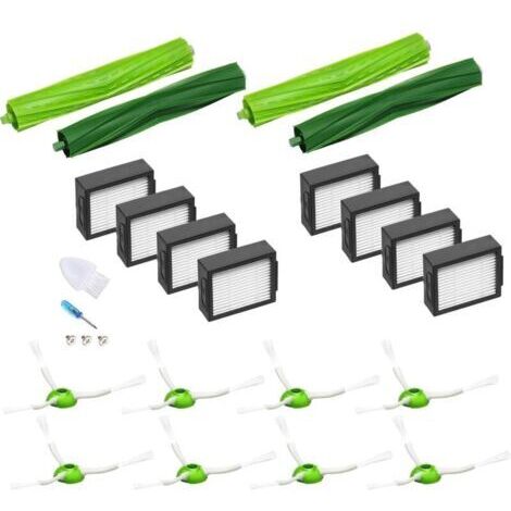 21 Rechange Irobot Roomba E5 E6 I6 I6 + I3 I3 + I4 I4 + I7 I7 + I8, 8 Filtres 8 Brosses Latérale 4 Brosses à rouleau Balai Aspirateur Pièces de Rechange