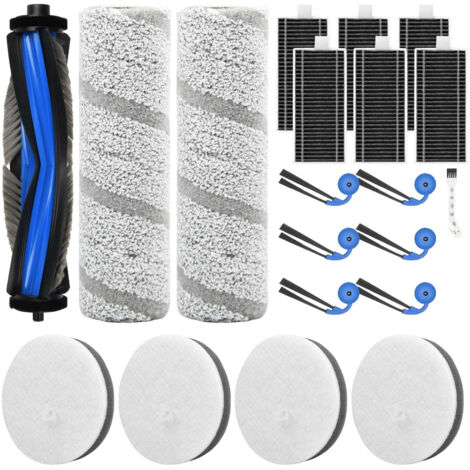 21 Stück Zubehör für Ecovacs X11 OMNICYCLONE Saugroboter, Ersatzteile mit 1 Hauptbürste, 4 Wattefilter, 2 Wischwalze, 6 Filter, 6 Seitenbürsten