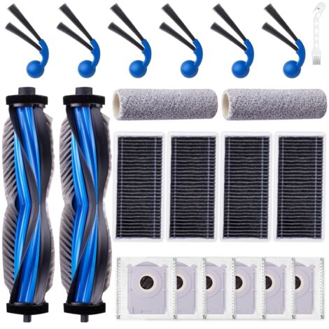 21 Stück Zubehörset für ECOVACS DEEBOT T80 Omni Saugroboter, Ersatzteile Zubehör 2 Anti Tangle Hauptbürste 2 Wischwalze 6 Staubbeutel 6 Seitenbürste 4 Filter 1 Reinigungsbürste