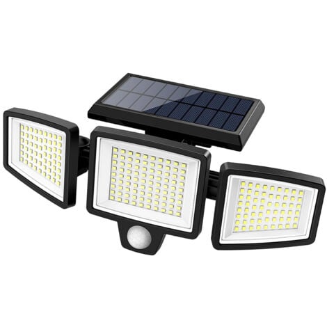ORCHIDÉE 210 LED Solar Motion Sensor Outdoor Light, Solar Floodlight, 3 360° Adjustable Heads, With remote control, IP65 Waterproof, Wide Angle Solar Powered Outdoor Lighting for Yard Driveway