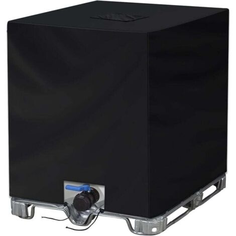 210D Bache pour Cuve IBC 1000L, Bache de Réservoir d'eau Couvercle, Anti-UV Anti-Poussière Bache de Housse Protection, Bouchon Cuve a Eau Bâche (116 x 100 x 120 cm, Noir)