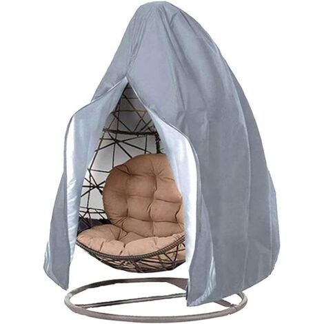 210D Oxford Garden Hanging Chair Cover Egg Chair Tarpaulin Waterproof Anti-UV/Wind Protective Cover for Outdoor Patio Chair (115x190cm, Grey)