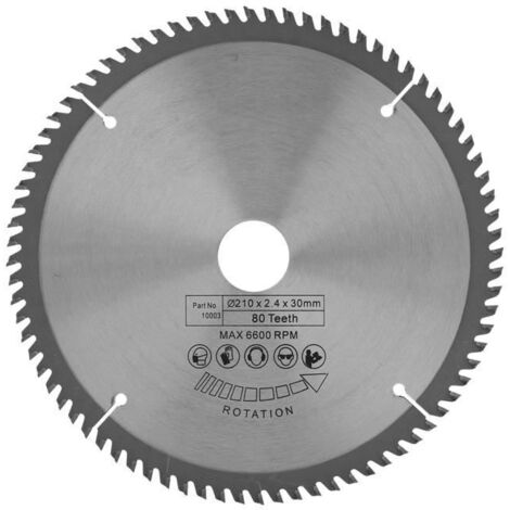 210mm Lame de scie circulaire 80 dents Disque à bois 30mm Diamètre alésage
