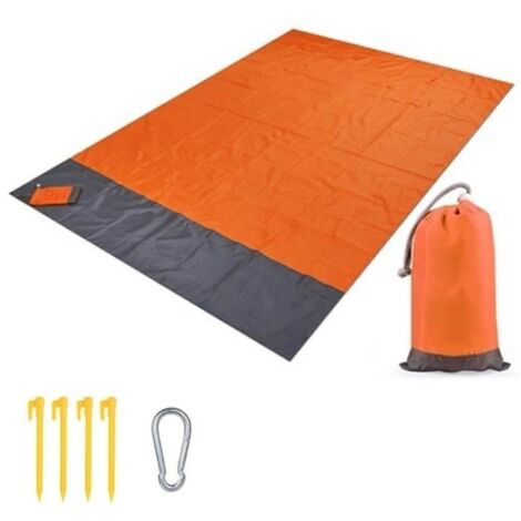 210x200cm Tapis De Plage Imperméable Couverture Matelas Tapis De Camping Tapis De Pique-Nique -Orange-210x200cm