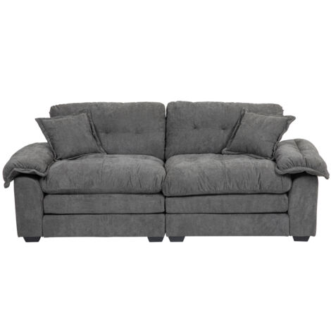 213 cm Chenille-Tiefeinzelsofa mit Doppelschichtkissen (Memory-Schaum + Taschenfedern) – Bequeme Zweisitzsofa für kleine Wohnzimmer, Apartments und Büros