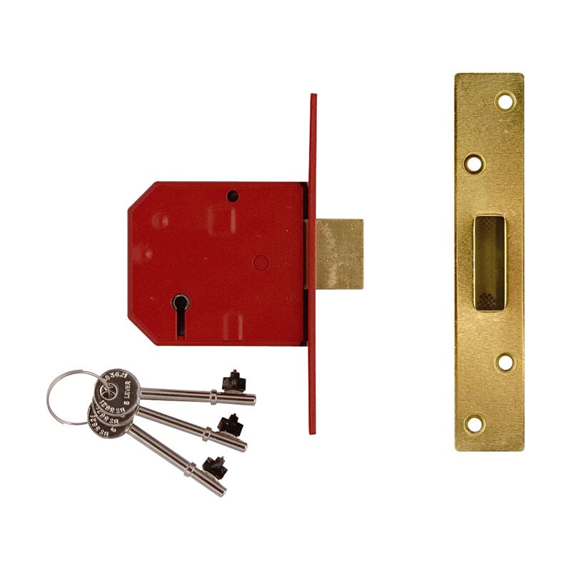 Union - J2134E-SC-2.50 2134E 5 Lever bs Mortice Deadlock Satin Chrome Finish 67mm 2.5in Box UNNJ2134EC25