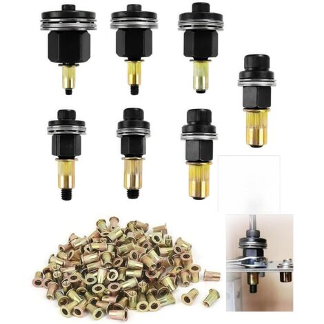 217 Pièces Écrous à tête de Rivet à Main, Convient au Kit de Tête de Rivet à Main M3 M4 M5 M6 M8 M10 M12, Acier Riveteuse Pneumatique Ecrou a Sertir, Riveteuse Manuelle Adaptateur Riveteuse