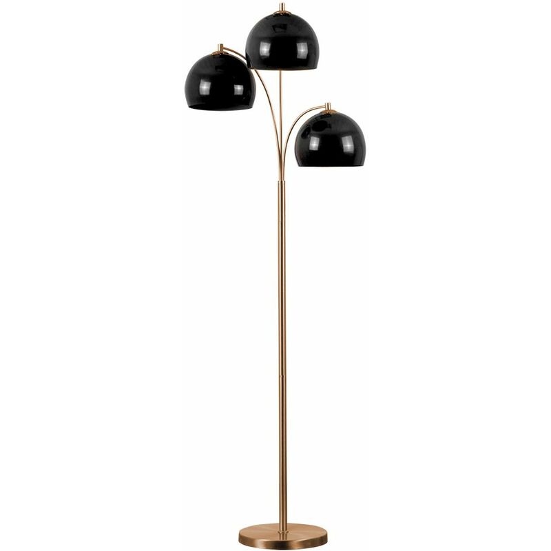 Dantzig 3 Way Floor Lamp in Copper with Arco Shades - Black - No Bulb