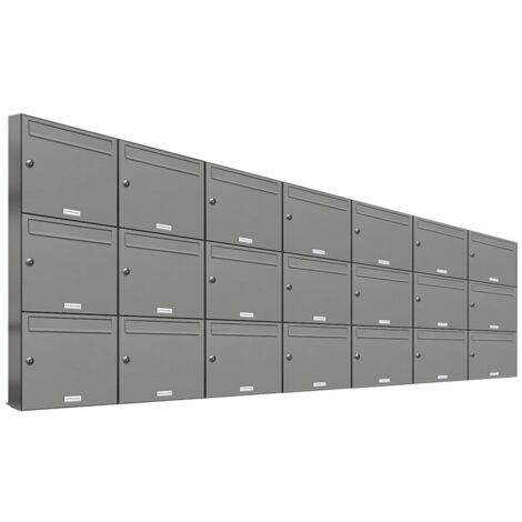 21er Premium Briefkasten Aluminiumgrau RAL Farbe 9007 für Außen Wand Postkasten 7x3