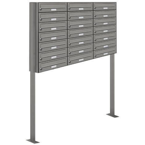 21er Premium Standbriefkasten RAL 9007 freistehend Postkasten Ständer 3x7