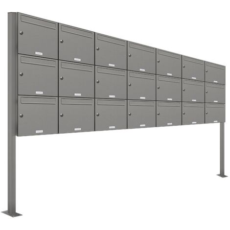21er Premium Standbriefkasten RAL 9007 freistehend Postkasten Ständer 7x3