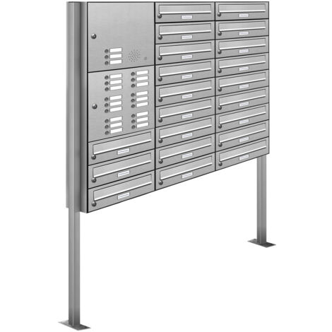 21er V2A Edelstahl Briefkasten Standanlage Freistehend mit Klingel