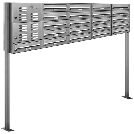 21er V2A Edelstahl Briefkasten Standanlage Freistehend mit Klingel