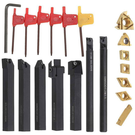 21Pcs 12mm Carbon Carbide Turning Tool Holder with Wrenches for Lathe Tool
