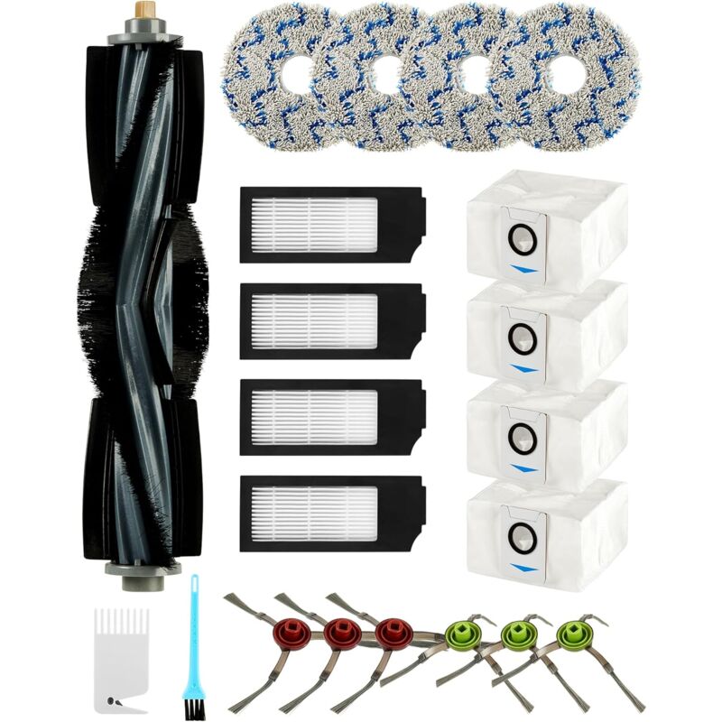 21PCS Accessoires de Rechange pour Ecovacs Deebot X1 Omni / X1 e Omni / X1 Turbo / T10 Turbo/Omni Robot Aspirateur 1 Brosse Principale, 6 Brosses