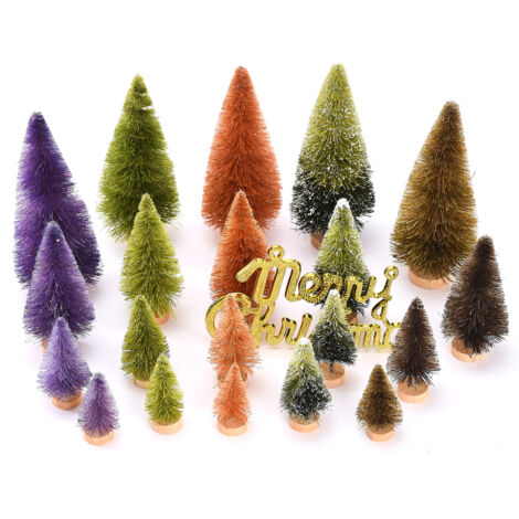 21pcs Artificial Christmas Trees Set Decoration Sisal Wood False Christmas Trees Kit