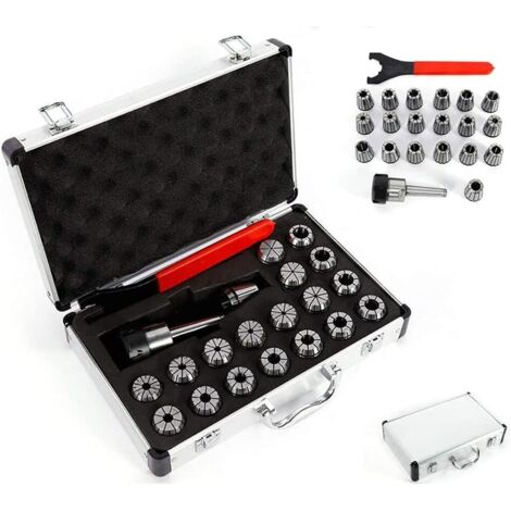 21pcs ER32 Spring Collet Set Spring Steel Chuck Tool MT2 Shank Wrench Spanner with Box for CNC Workholding Engraving Millling Machine Lathe Tool (MT2 ER32 M10)