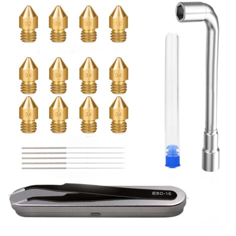 21pcs kit d'outils d'accessoires d'imprimante 3D, clé hexagonale d'aiguille de nettoyage de dégagement de buse