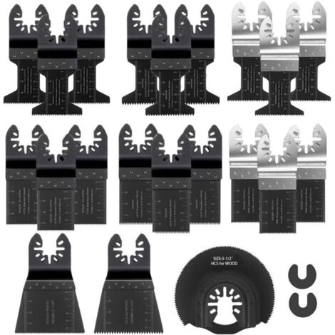 21Pcs Lames de Scie Oscillantes, Kit de Multi-Tool Oscillant Mixtes Universel Multifonctionnel Professionnel (Noir)