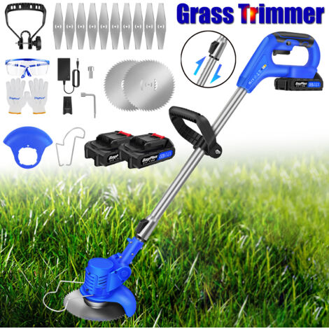 21V Akku Grasschere und Strauchschere Heckenschere Rasenmäher mit 2pcs Akku+zubehör