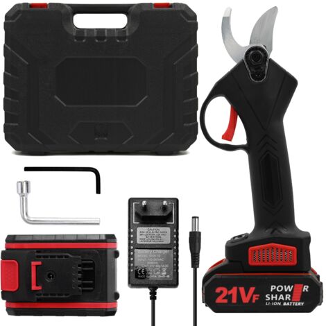 21V Cisquets de taille électrique sans fil portables avec boîtier de transport Reccharagable 1200mAh Batterie au lithium et chargeur Branche alimentée Branche Garden Clippers de 30 mm Diamètre de coup